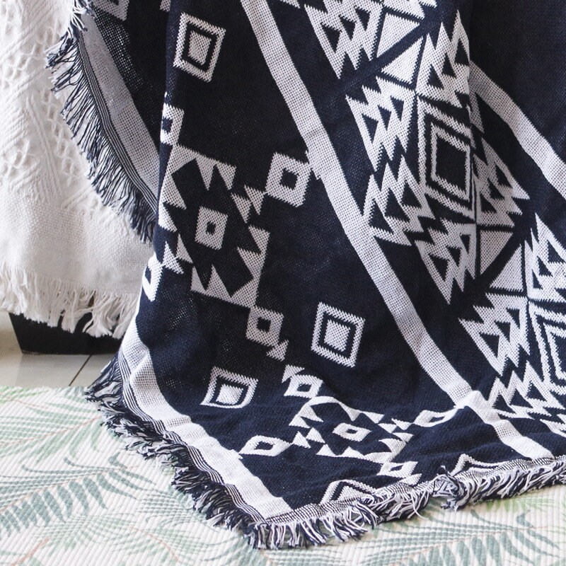 Large Cotton Aztec Throw Blanket Bohemian Sofa Throw Blanket Etsy