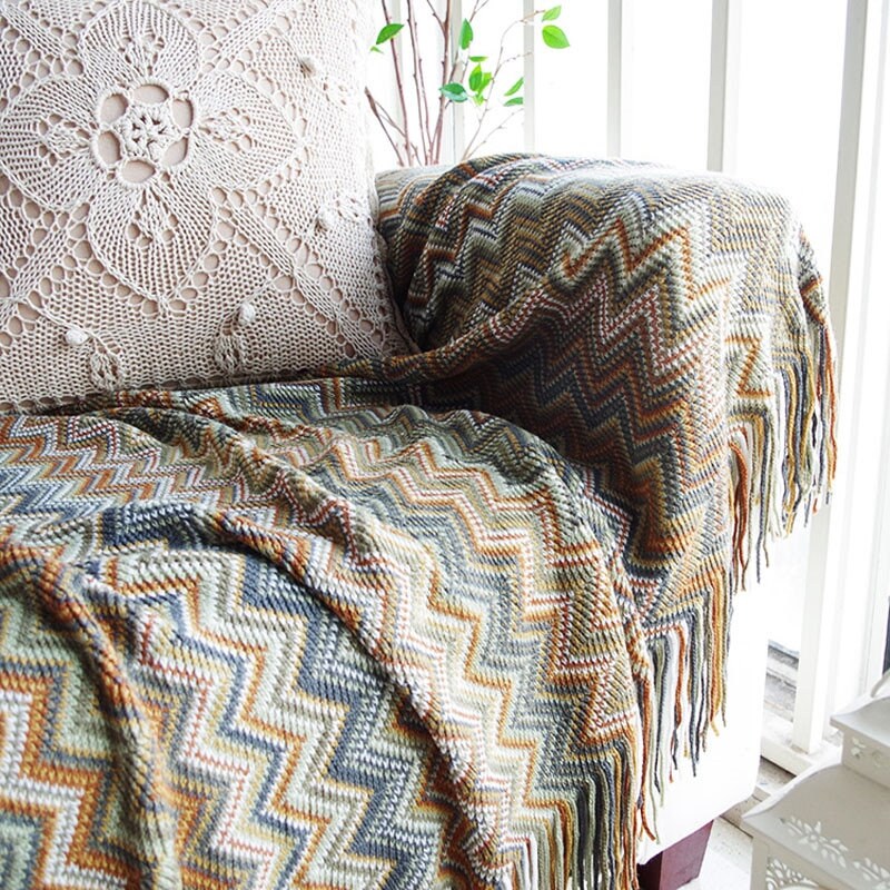 Retro Vintage Mid Century Style Bohemian Sofa Throw Blanket Etsy UK