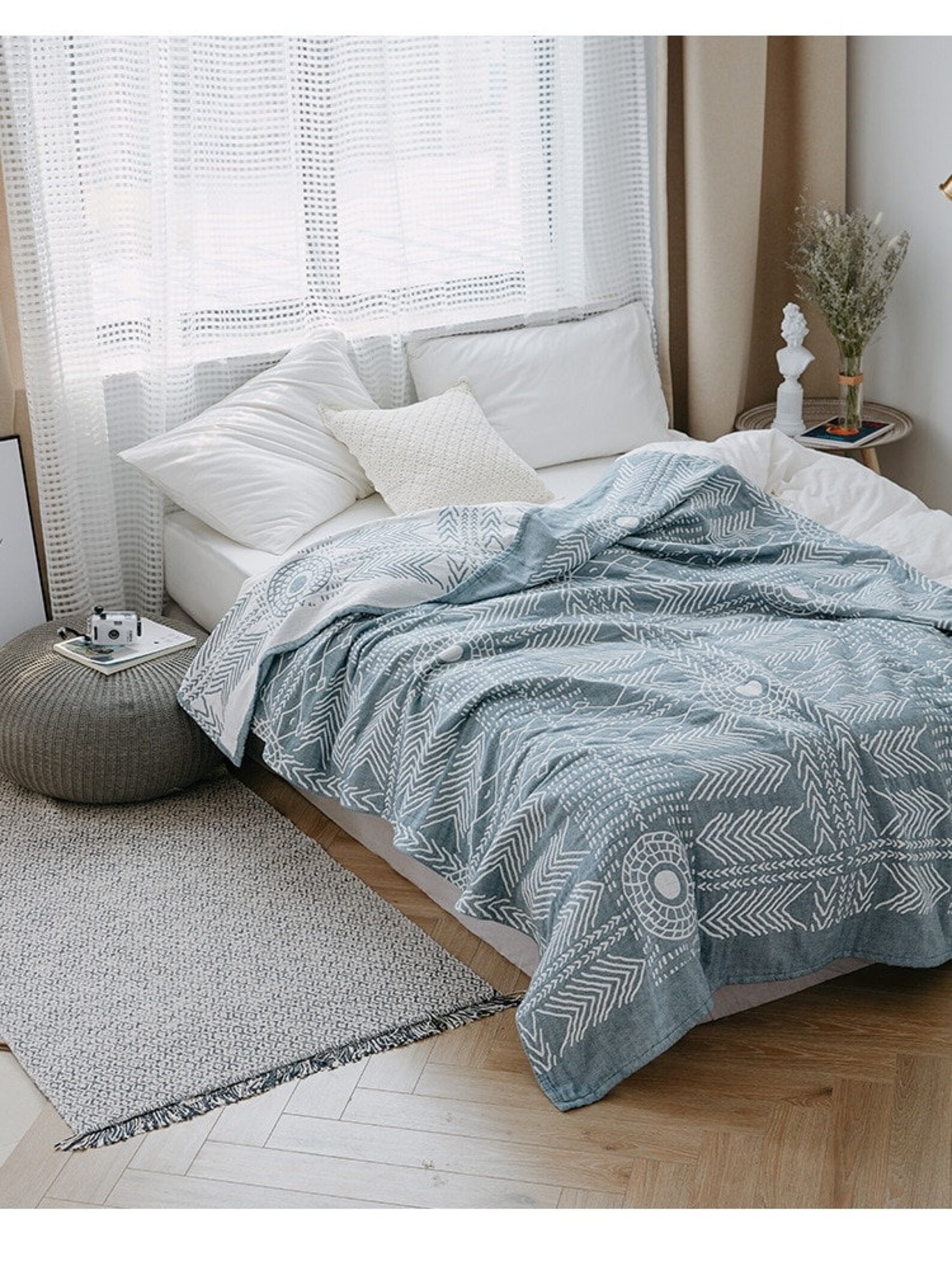 Reversible Scandi Nordic Sofa Throw Blanket Boho Throw Bed Etsy UK