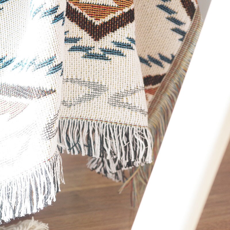 Large Aztec Throw Blanket Boho Throw Woven Tapestry Fringed Etsy UK