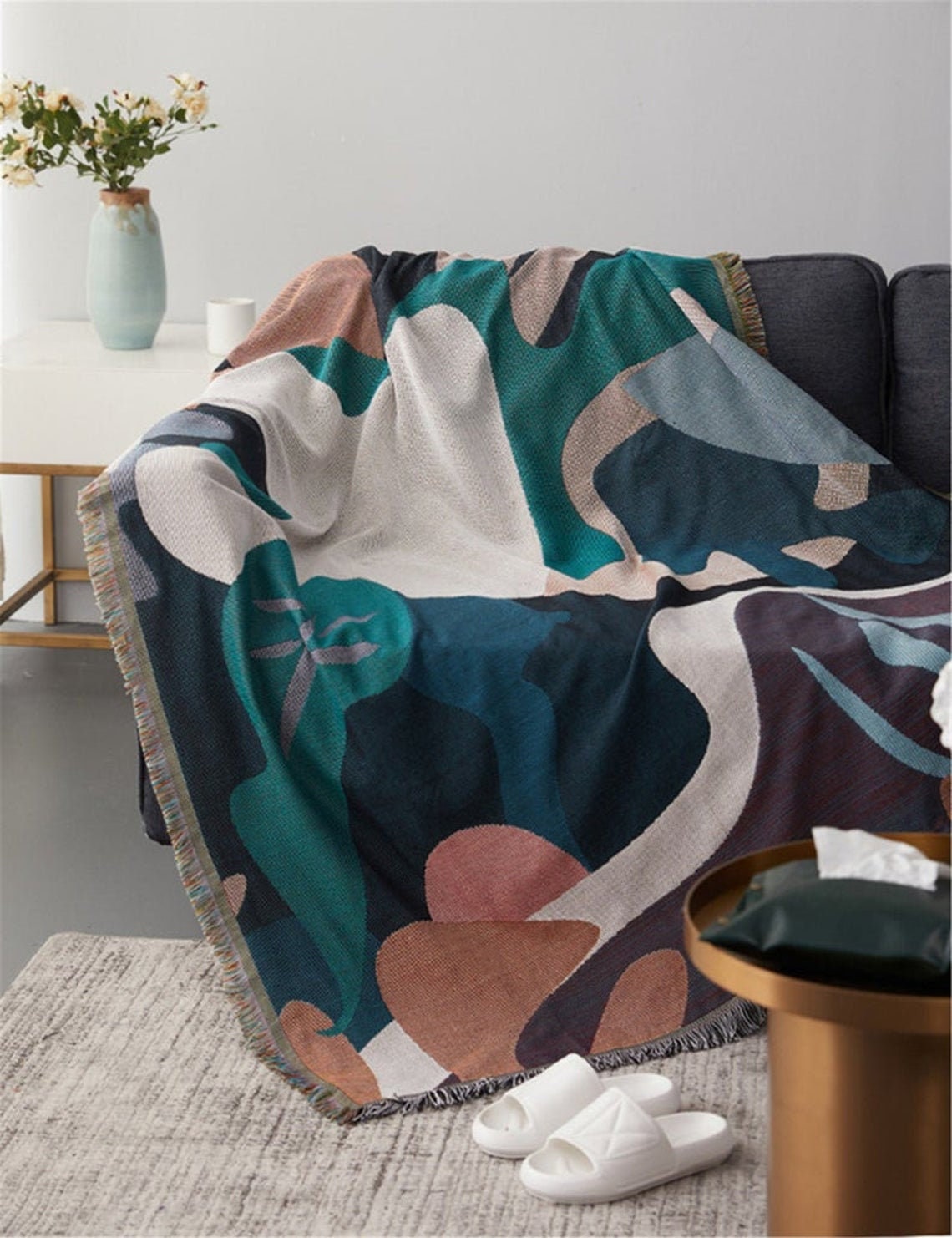 Abstract Cheetah Feather Yarn Throw | Magaschoni Home
