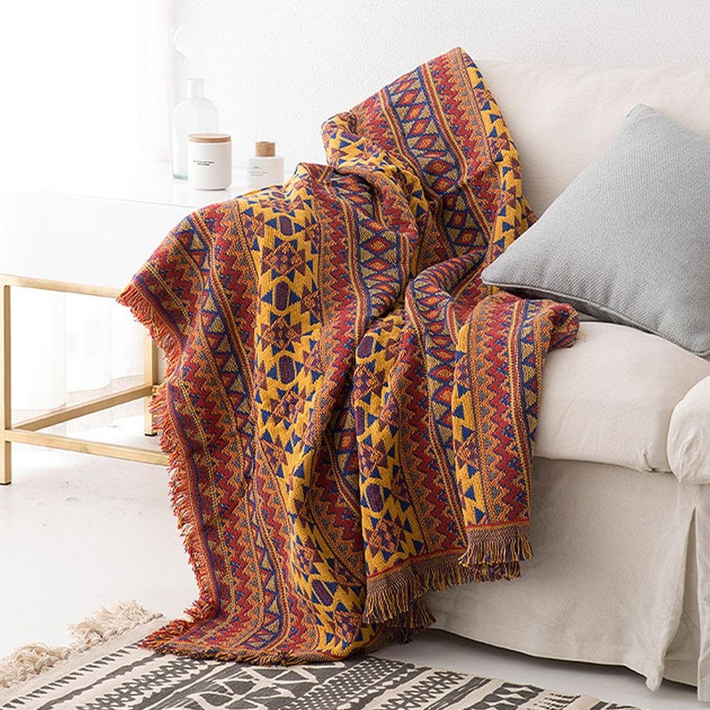 Bohemian Throw Blanket Aztec Boho Throw Sofa Blanket Sofa Etsy UK