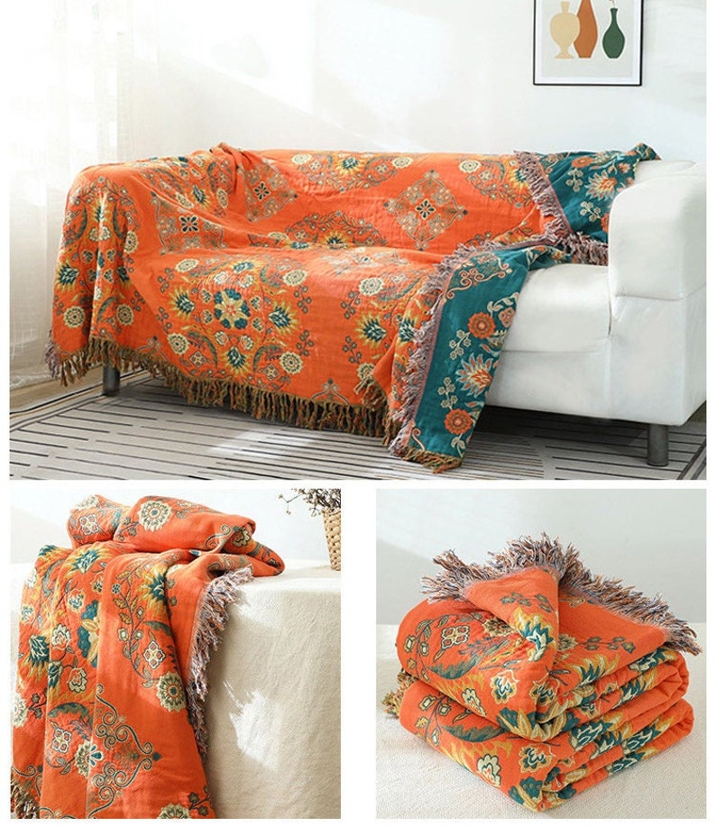 Large Reversible Scandi Nordic Sofa Throw Blanket Boho Throw Etsy