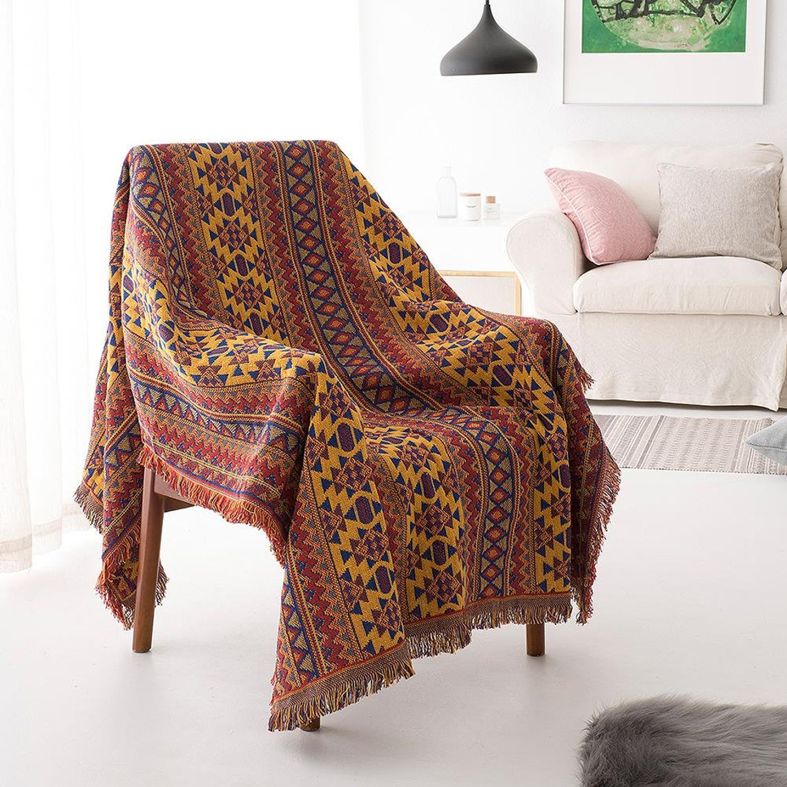 Bohemian Throw Blanket Aztec Boho Throw Sofa Blanket Sofa - Etsy UK