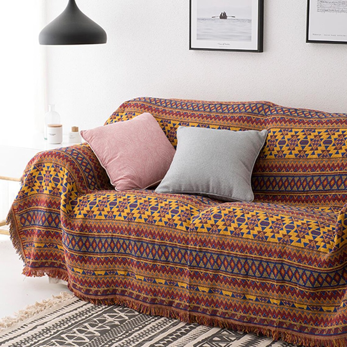 Bohemian Throw Blanket Aztec Boho Throw Sofa Blanket Sofa Etsy UK