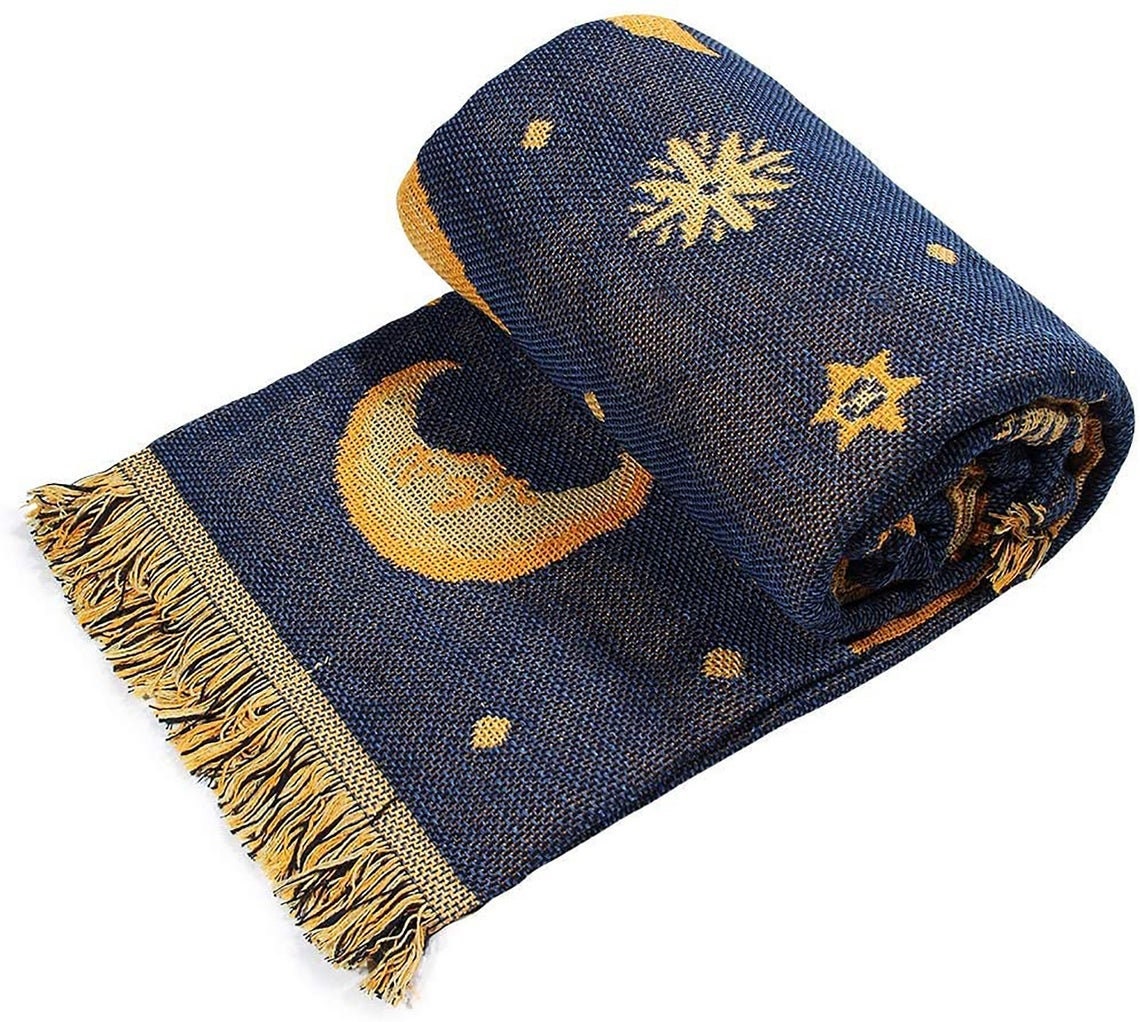 Sun Moon & Stars Bohemian Throw Blanket Boho Throw Blanket Etsy UK