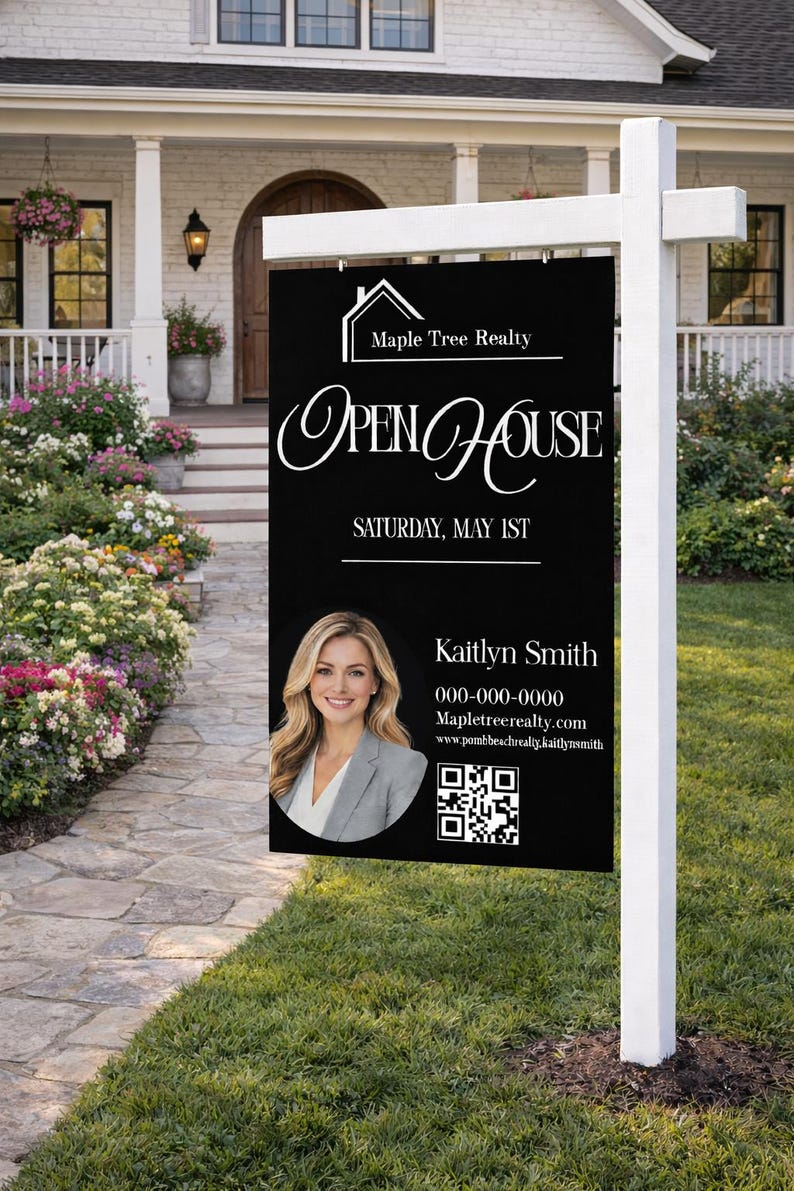 Real Estate Agent Sign Template With QR Code (digital Download) - Etsy