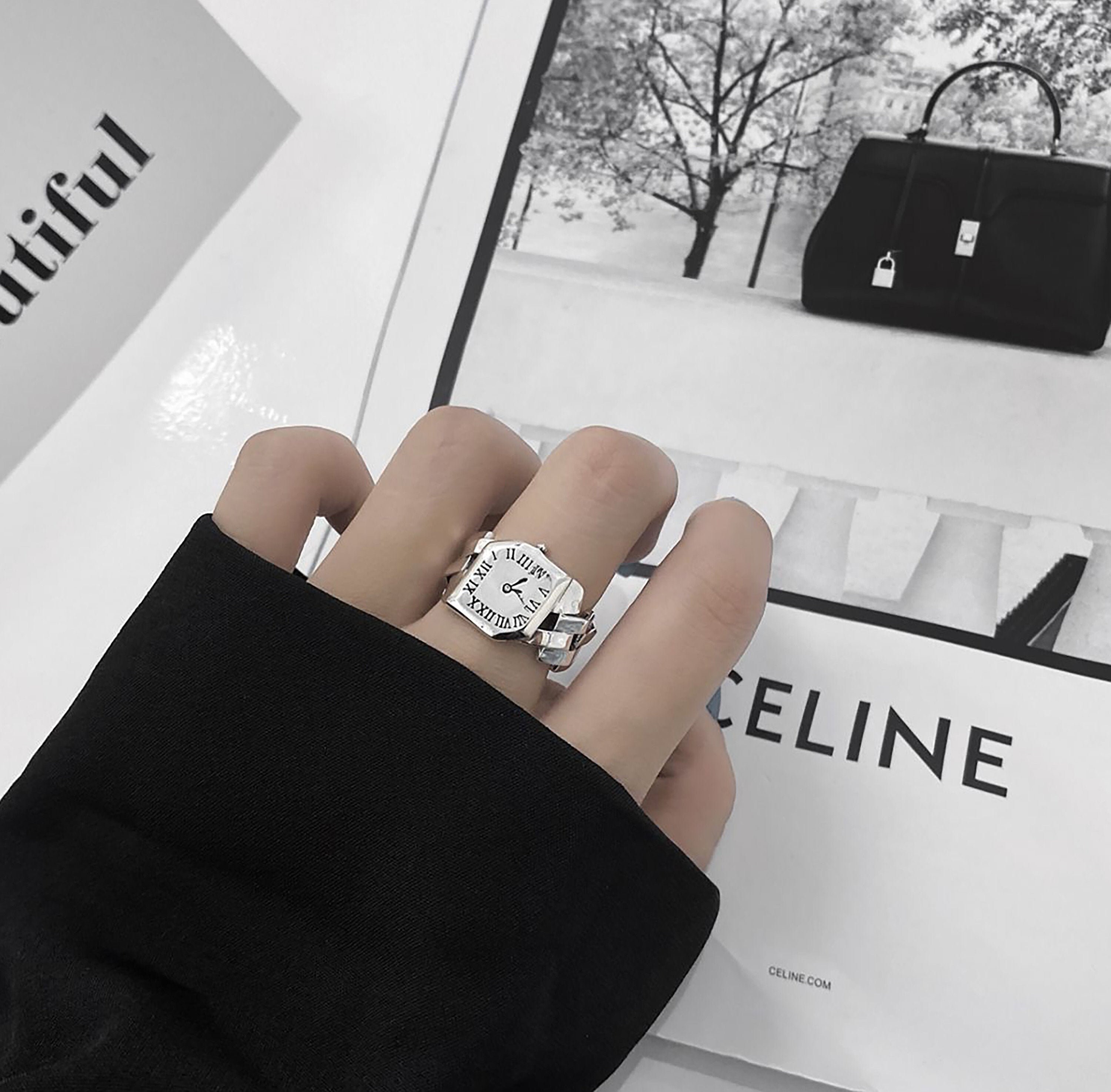 Heavy 925 Silver Watch Watch Ring Adjustable Ring Etsy