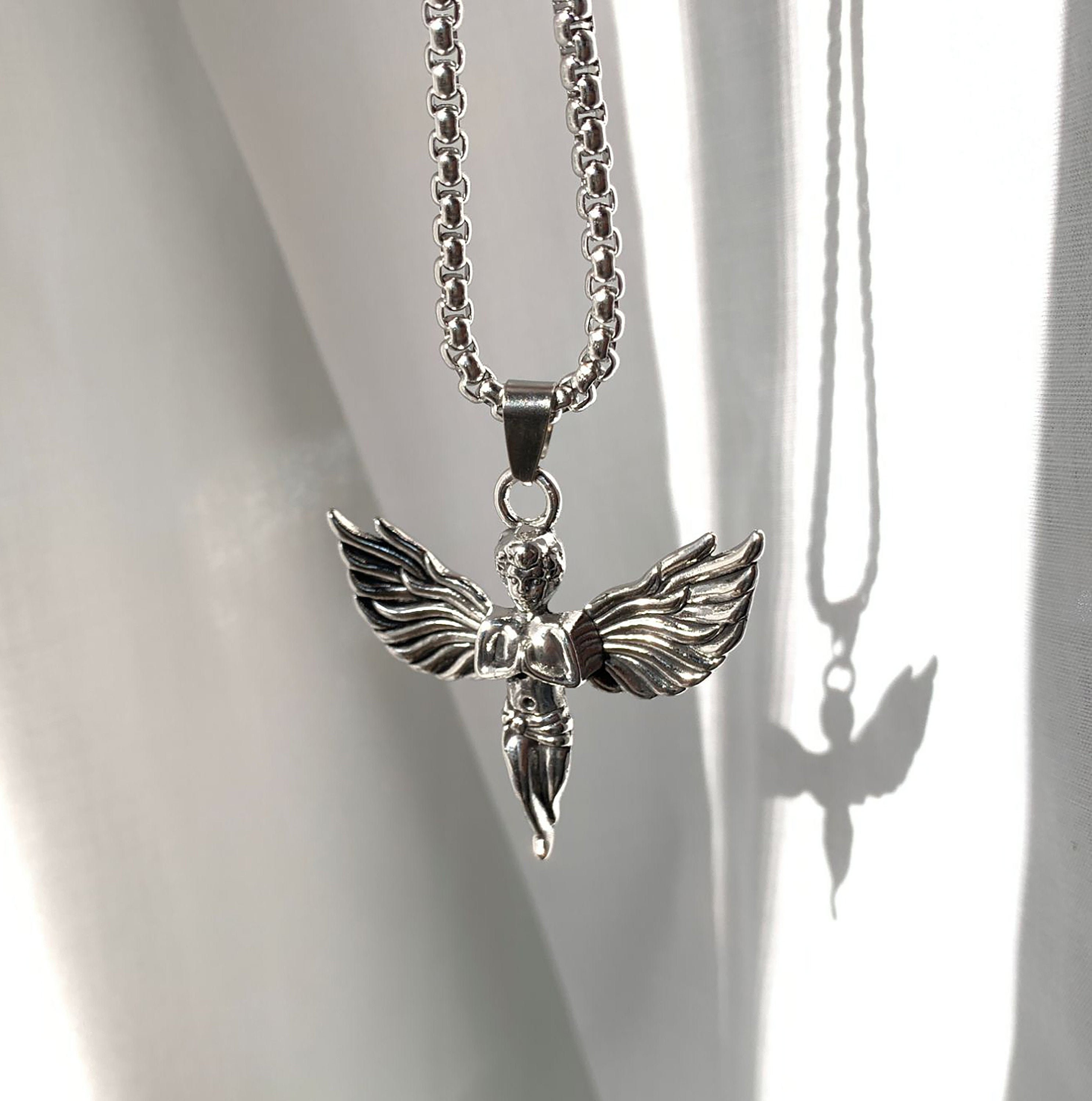 Angel Titanium steel necklace/ chain necklace / Minimalist Etsy