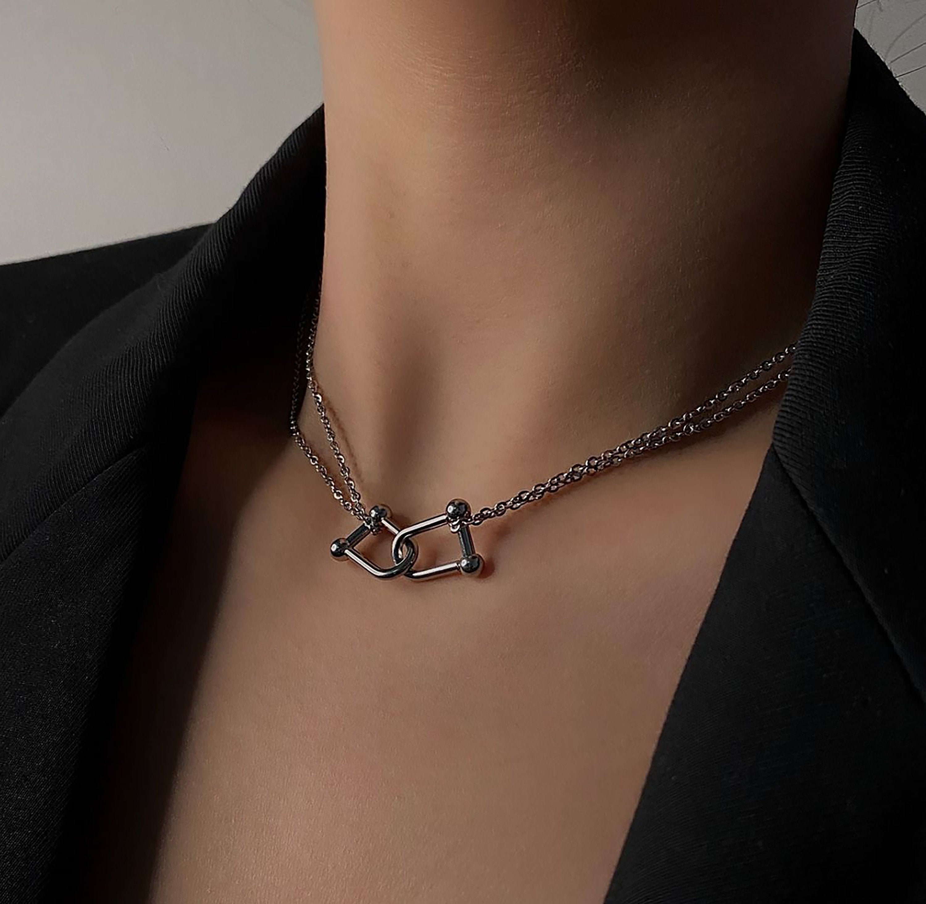 Titanium steel necklace/ knot chain necklace / Minimalist Etsy