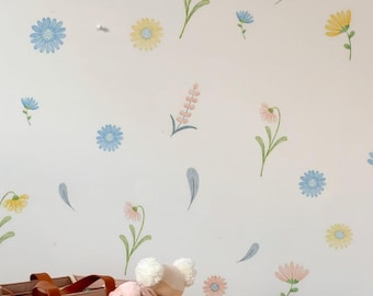 Floral Wall Stickers: Removable Flower Decals, Nursery Decor,Girl's Bedroom Wall Decals,Floral Wall Art