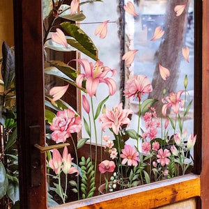 Spring Decor-Flower Window Static Cling,Floral Window Decals/Window Stickers/Double Sided Flower Window Stickers