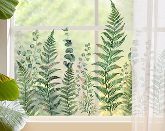 Fern Window Cling, Spring Decor, Window Decals,Reusable and Static Cling for Window Plant Decor