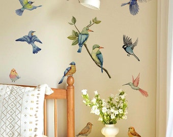 Vogel muur stickers voor slaapkamer natuur muur stickers kinderkamer verwijderbare muur sticker kinderkamer decor zoemende vogel muur stickers Inwijdingsfeest cadeau