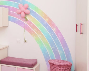 Large Boho Rainbow Wall Decals for Girls Room Decor,Nursery Rainbow  Wall Art,Half Rainbow Wall Sticker for Kids Bedroom,Nursery Decor