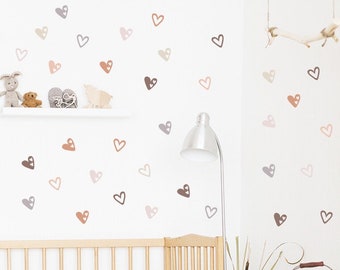 Hearts Nursery Wall Decal Stickers,36pcs Hearts,4 Patterns Available,Boho Wall Decor,Kids Room Removable Wall Stickers,Nursery Decor