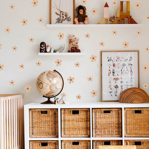 Boho Floral Wall Stickers Nursery Decor Kids Room Wall Etsy
