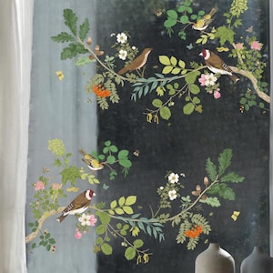 Spring Flower Window Clings,Static Cling Window Sticker,Flower and Hummingbird Window Cling,Static Cling Decal for Window Decor,Gift for Mom