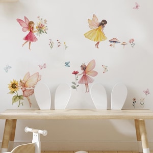 Girl&#39;s Bedroom Wall Decals, Fairy Wall Stickers, Peel and Stick, Removable, Fairy and Mushroom Decals for Nursery,Kids Room Decor