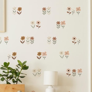 Boho Floral Wall Stickers, Nursery Decor, Kids Room Wall Art,Flower Wall Decals,Girls Room Wall Decal,Kids Room Decor,Floral Wall Decal