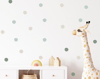 Boho Polka Dot Wall Decals: Muted Nursery Decor (47pcs)