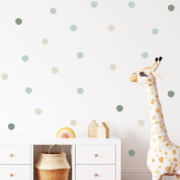 47 Stück Polka Dot Wandaufkleber für Kinderzimmer, unregelmäßige Punkte Wandtattoo, Kinder Schlafzimmer Polka Dots Boho Wandaufkleber, Pastell Polka Dot Wandaufkleber