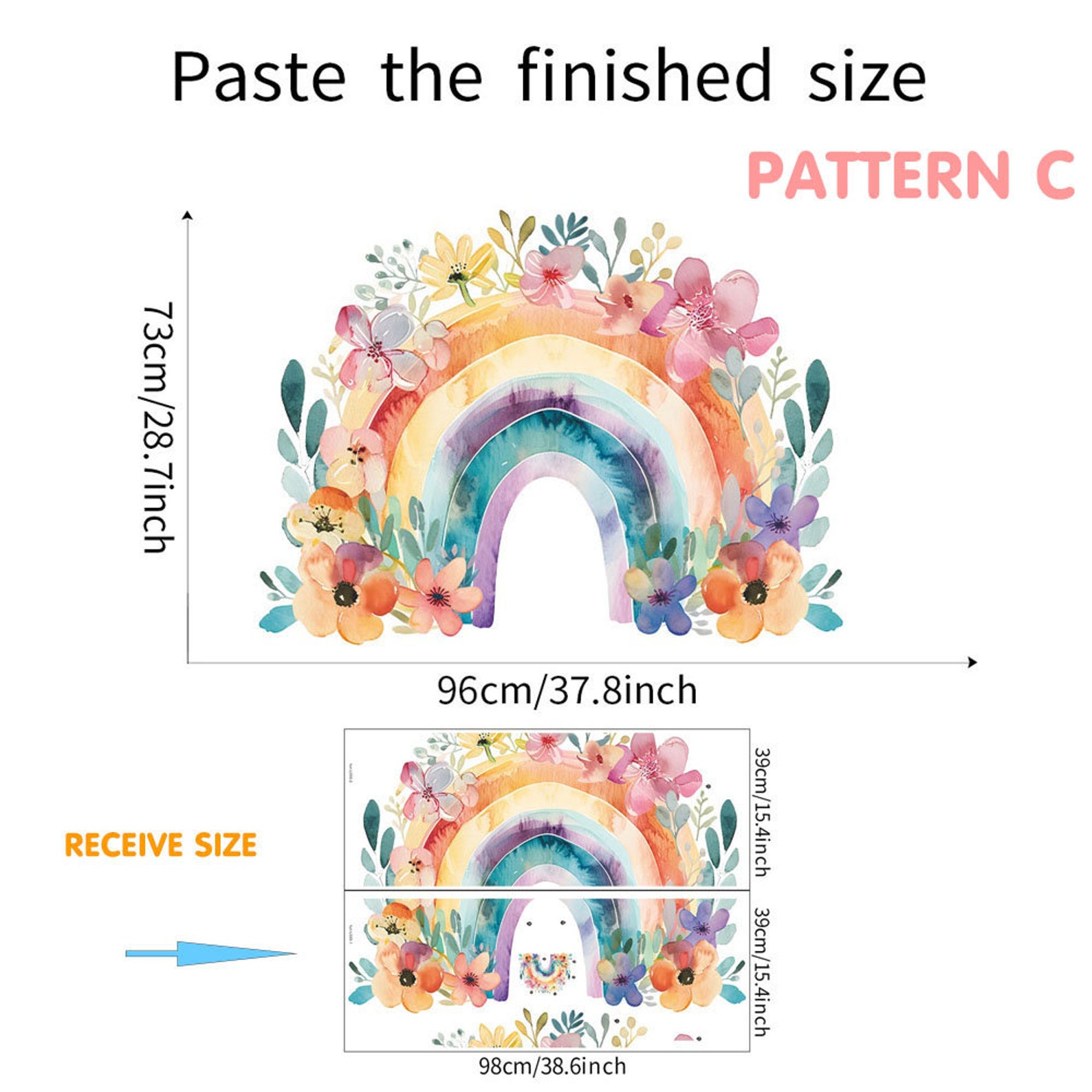 Watercolor Floral Rainbow Wall Decal: Boho Nursery Decor - Etsy