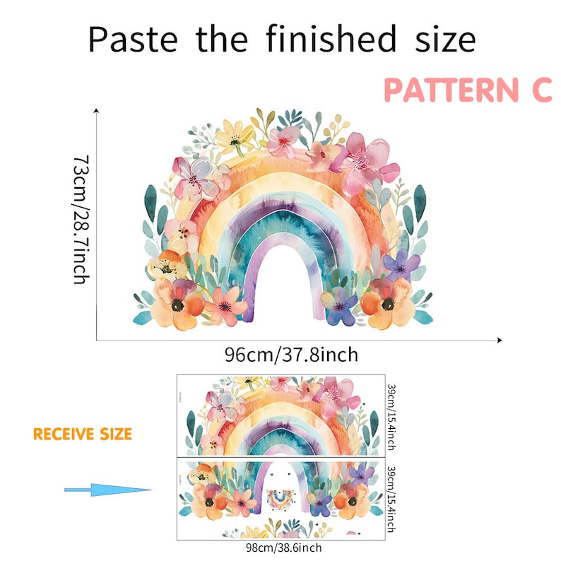 Watercolor Floral Rainbow Wall Decal: Boho Nursery Decor - Etsy