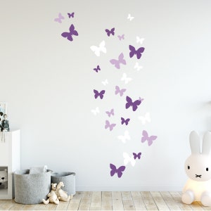 Multi-Size Butterfly Peel and Stick Wall Sticker, Nursery Decor Purple Butterfly Wall Decals,Kids Room Removable Wall Decal,Girls Room Decor
