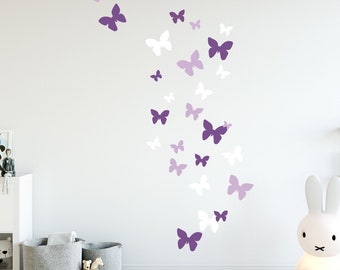 Adesivo da parete a forma di farfalla multi-formato, decorazione per la cameretta, decalcomanie da muro con farfalla viola, decalcomania da muro rimovibile per la camera dei bambini, decorazione della camera delle ragazze
