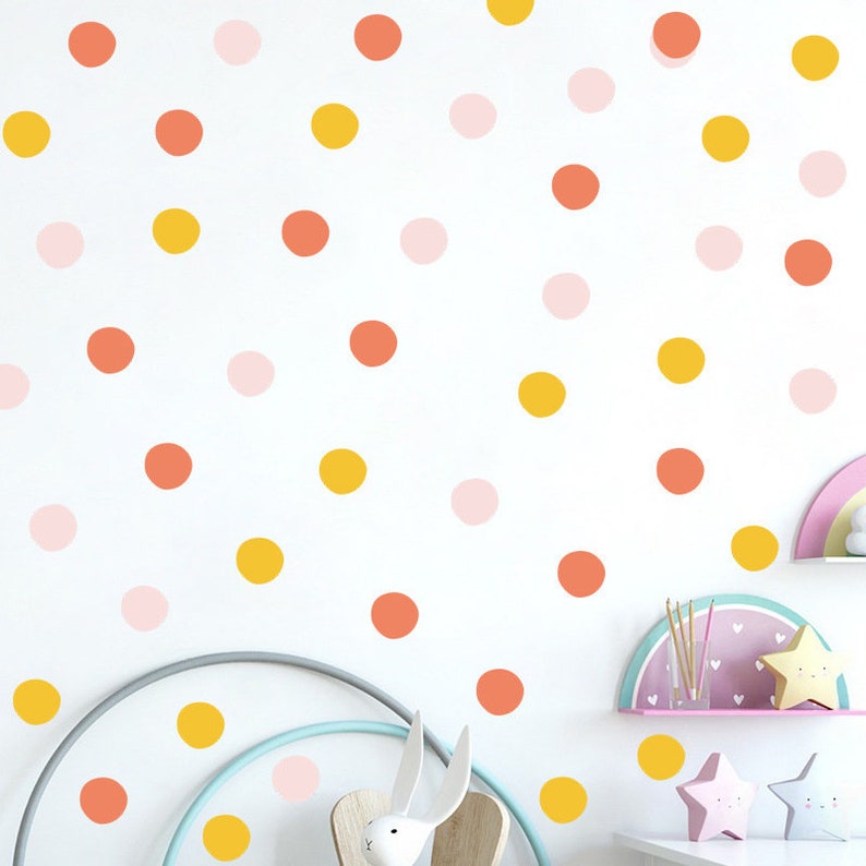 47pcs Polka Dot Wall Decals for Nursery,Irregular Dots Wall Decal,Kids Bedroom Polka Dots Boho Wall Stickers,Pastel Polka Dot Wall Sticker zdjęcie 6