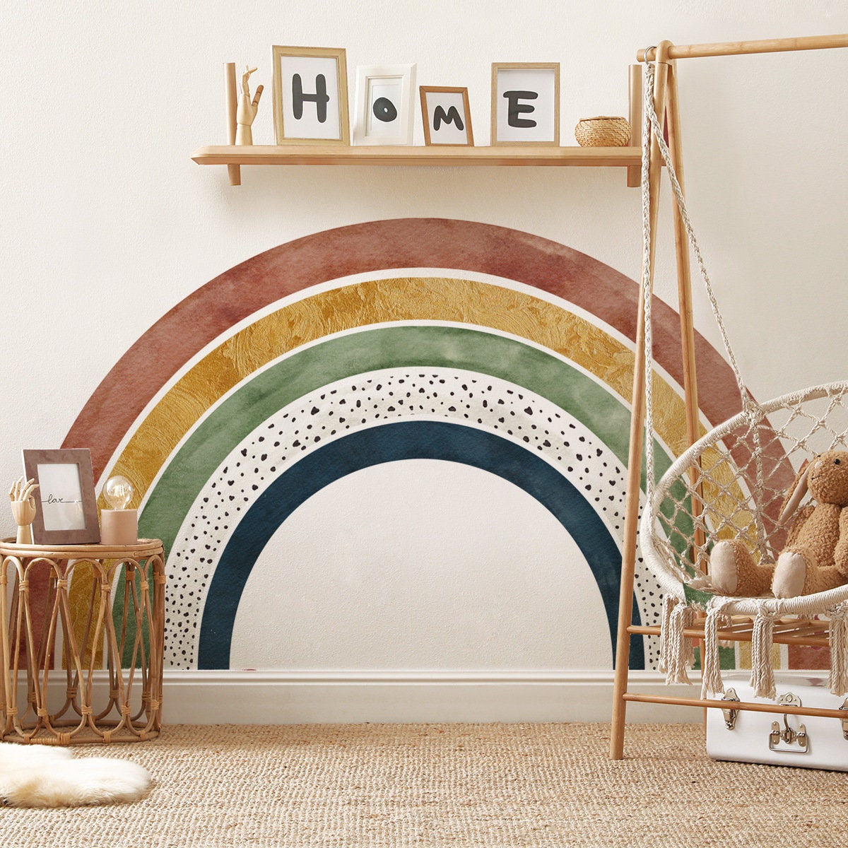 Boho Rainbow Wall Decal for Nursery Large Colorful Sticker Etsy