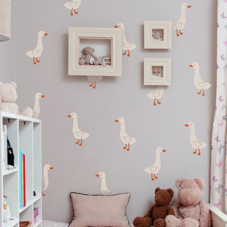 Goose Wall Decal for Nursery Decor Wall Stickers Kidsroom Wall Decals Neutral Nursery Decor Geese Wall Sticker Babys Room Decor duck decal image 3