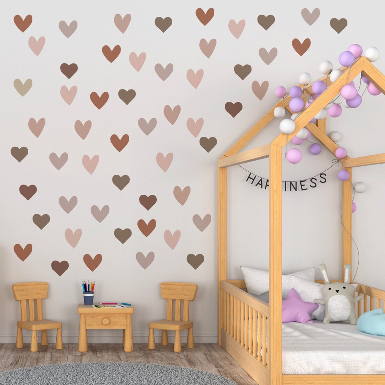 36pcs Multicolor Pastel Heart Wall Decals for Kids Etsy