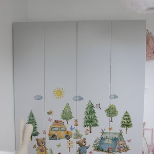 Bear Family Children's Room Wall Sticker, Kids' Bedroom Forest Wall Art, Nursery Woodland Forest Wall Decals Nursery Decor image 5