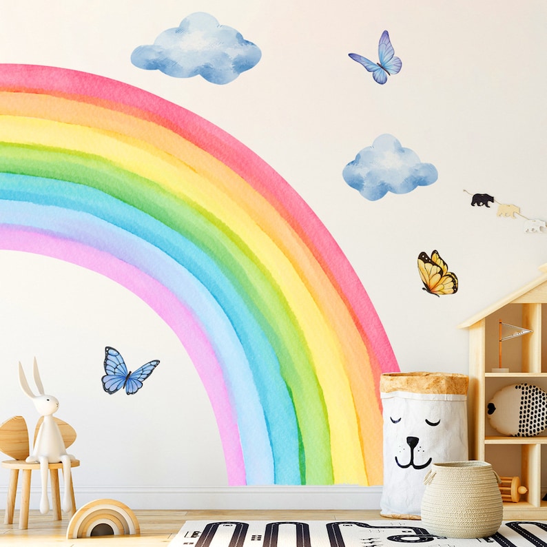 Large Boho Rainbow Wall Decal for Kids Bedroompeel and Etsy