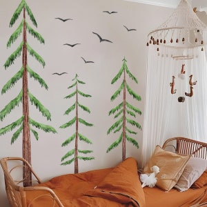 Stickers muraux sapins, décoration de chambre d'enfants, lot de 3, sticker mural forêt pour chambre d'enfant, stickers muraux amovibles, sticker mural neutre chambre d'enfants image 7