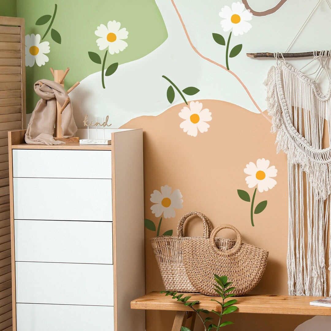 Daisy Wall Decal, Kidsroom Floral Removable Wall Decals,nursery Wall ...