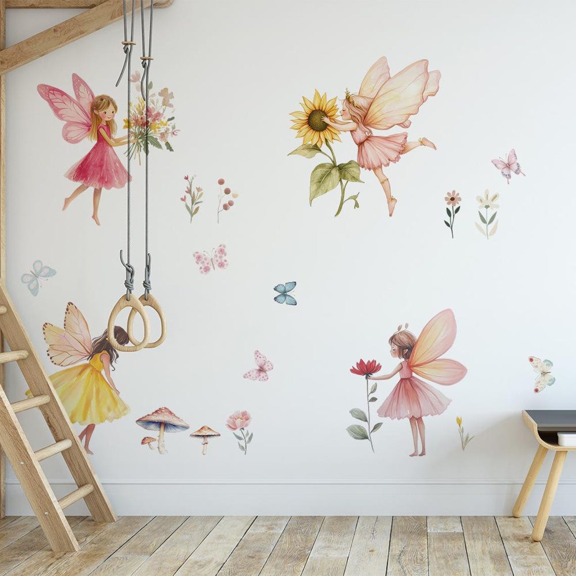 Girl's Bedroom Wall Decals, Fairy Wall Stickers, Peel & Stick ...