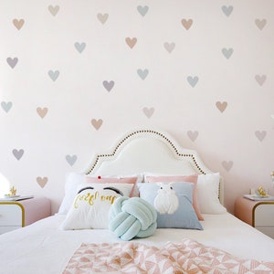 Pastel Heart Wall Decals: Boho Kids Room Decor