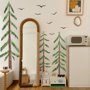 Stickers muraux sapins, décoration de chambre d'enfants, lot de 3, sticker mural forêt pour chambre d'enfant, stickers muraux amovibles, sticker mural neutre chambre d'enfants image 1