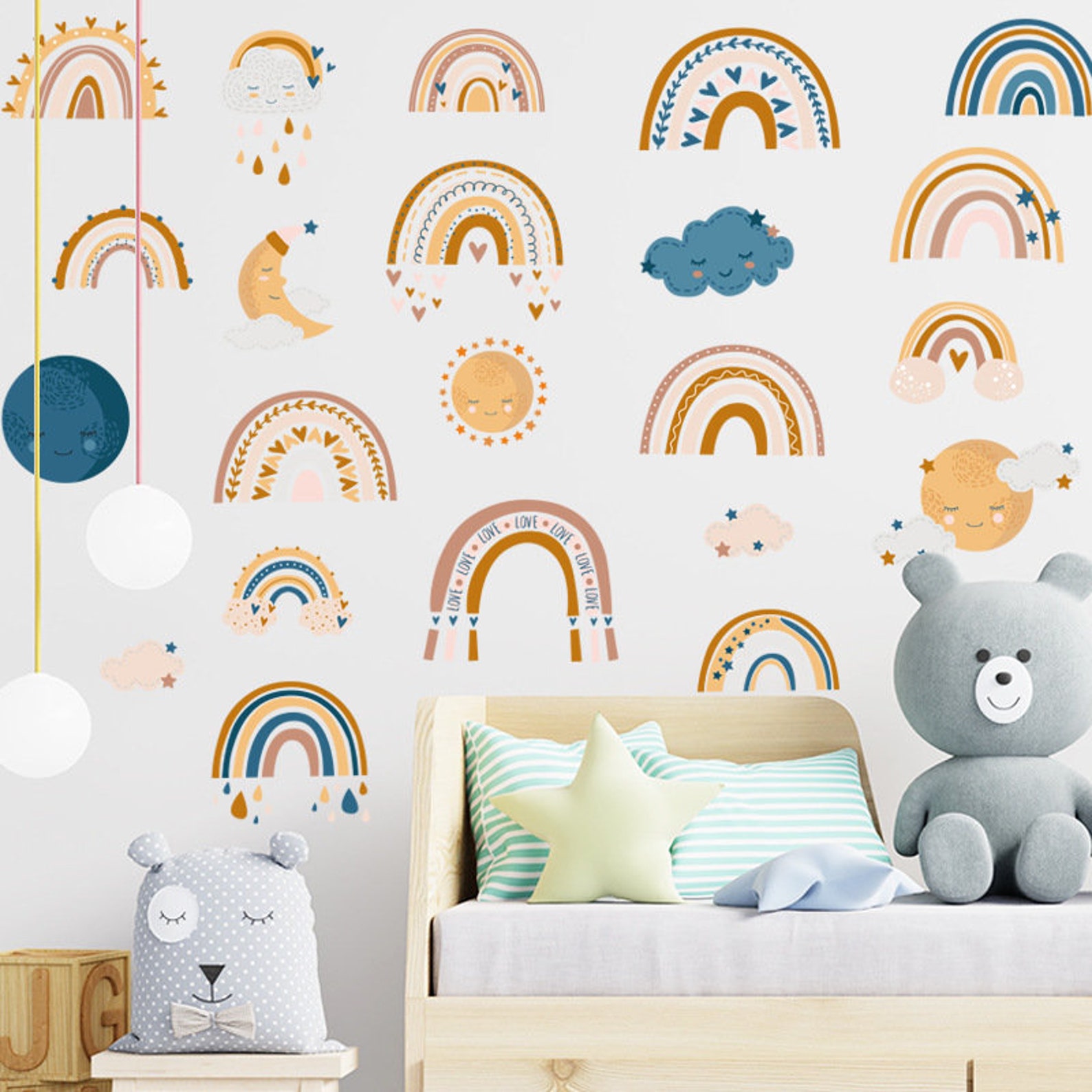 Rainbow Peel and Stick Wallpaper for Kids Room Wall | Etsy