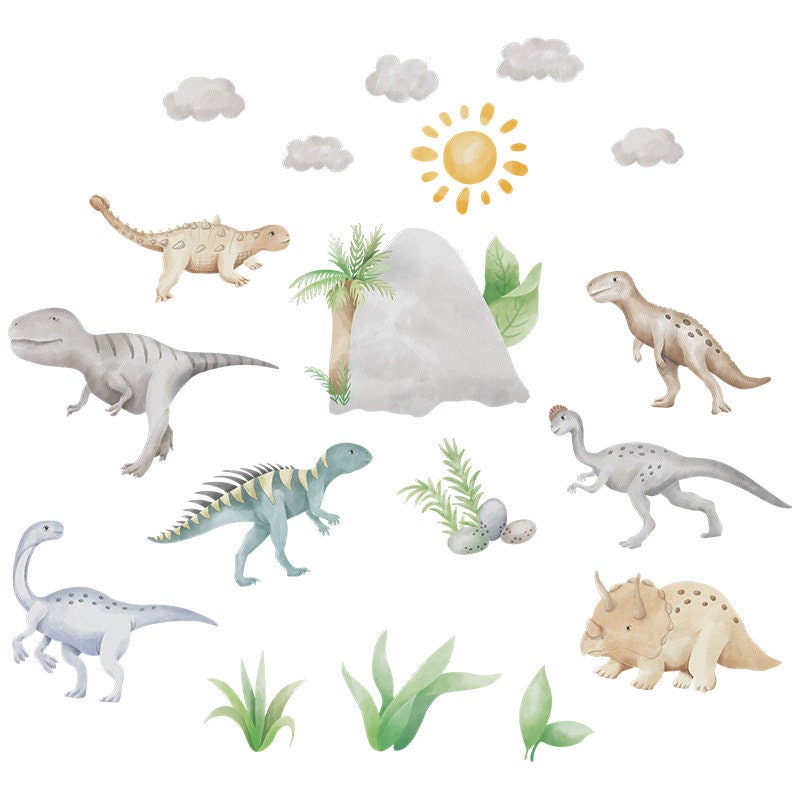 Cartoon Dinosaur Removable Wall Decals for Boys Room Decor Etsy