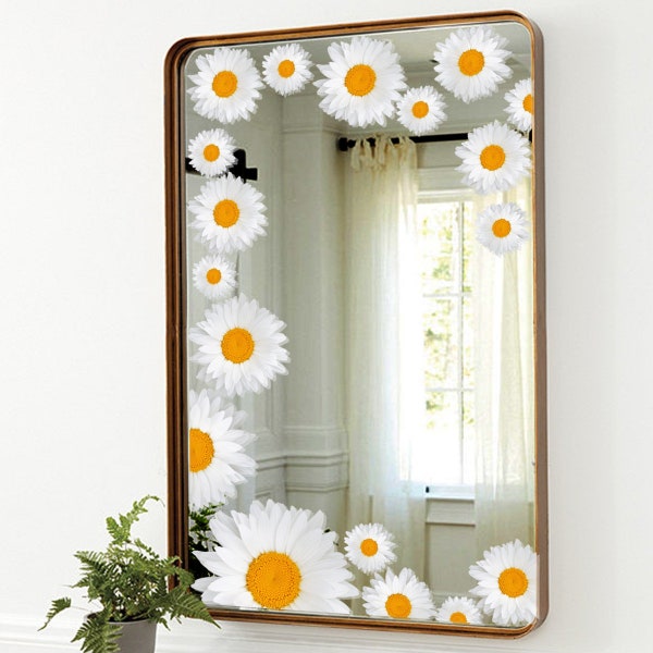 Mirror Daisy Decals Flower Window Stickers Removable Room Decor Daisy Sticker for Mirror Window Decor