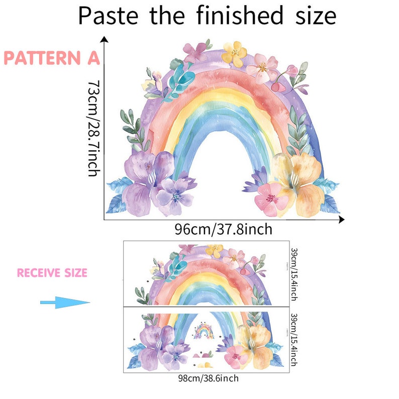 Watercolor Floral Rainbow Wall Decal: Boho Nursery Decor - Etsy