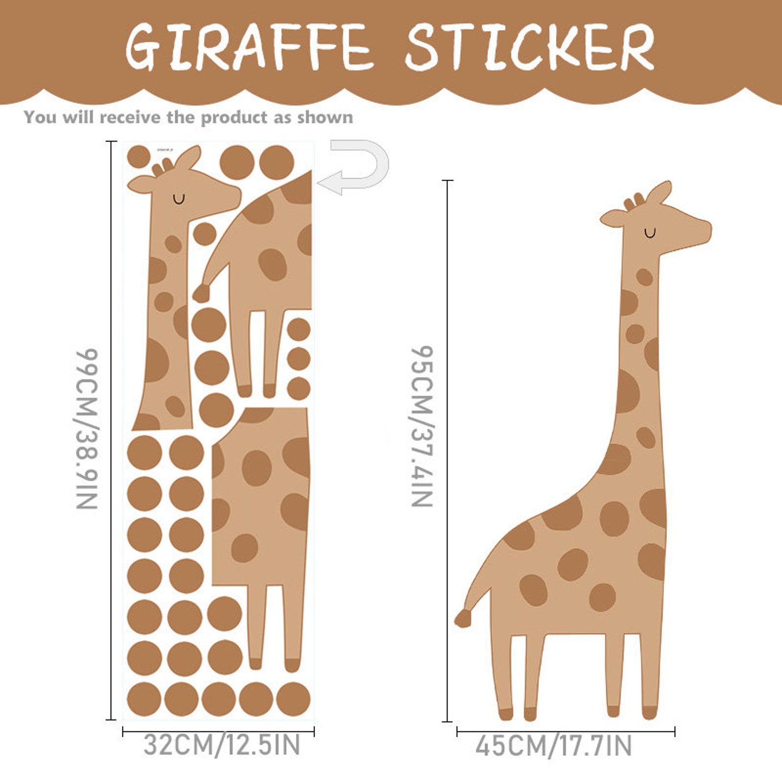 Cartoon Giraffe Wall Sticker Neutral Wall Sticker for Kids Etsy