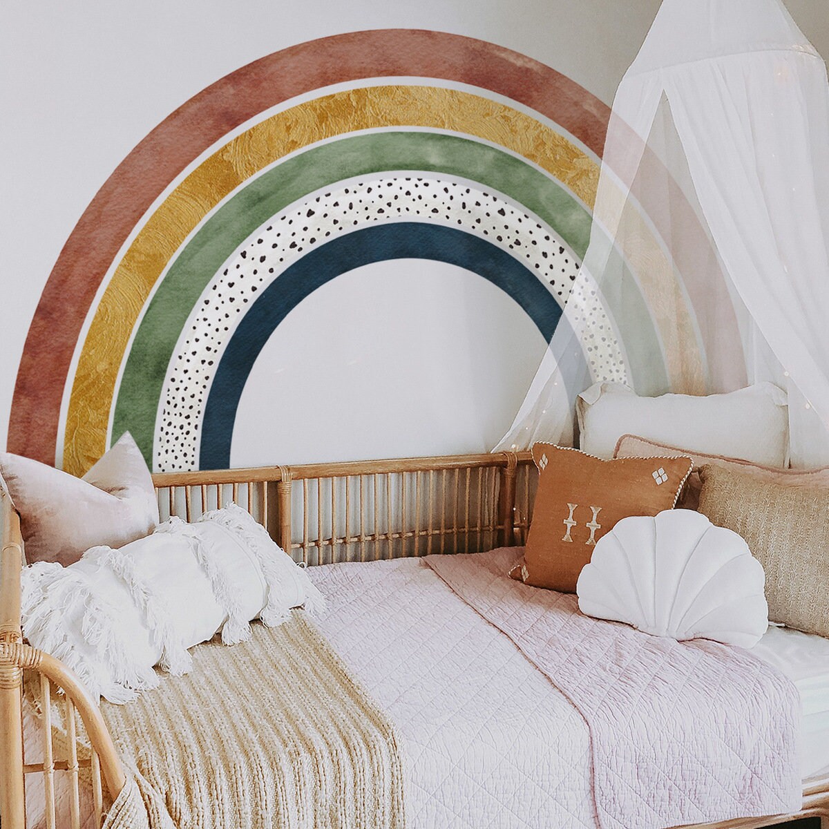 Boho Rainbow Wall Decal for Nursery Large Colorful Sticker Etsy