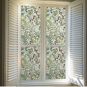 Fern window film Static Clings,Botanical Static cling for window,Herbal Fern Greenery Privacy window film