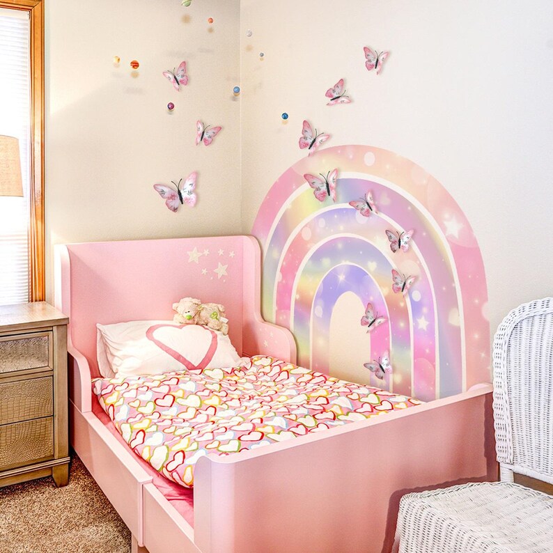 Large Pink Rainbow Wall Stickers for Nursery Decor,kids Bedroom Wall