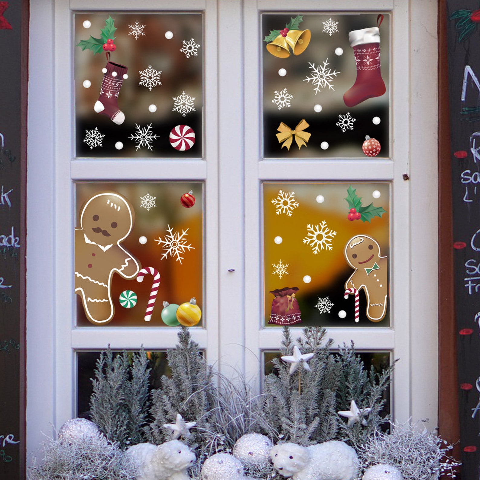 Christmas Static Cling Window Stickerxmas Decorstatic Cling Etsy